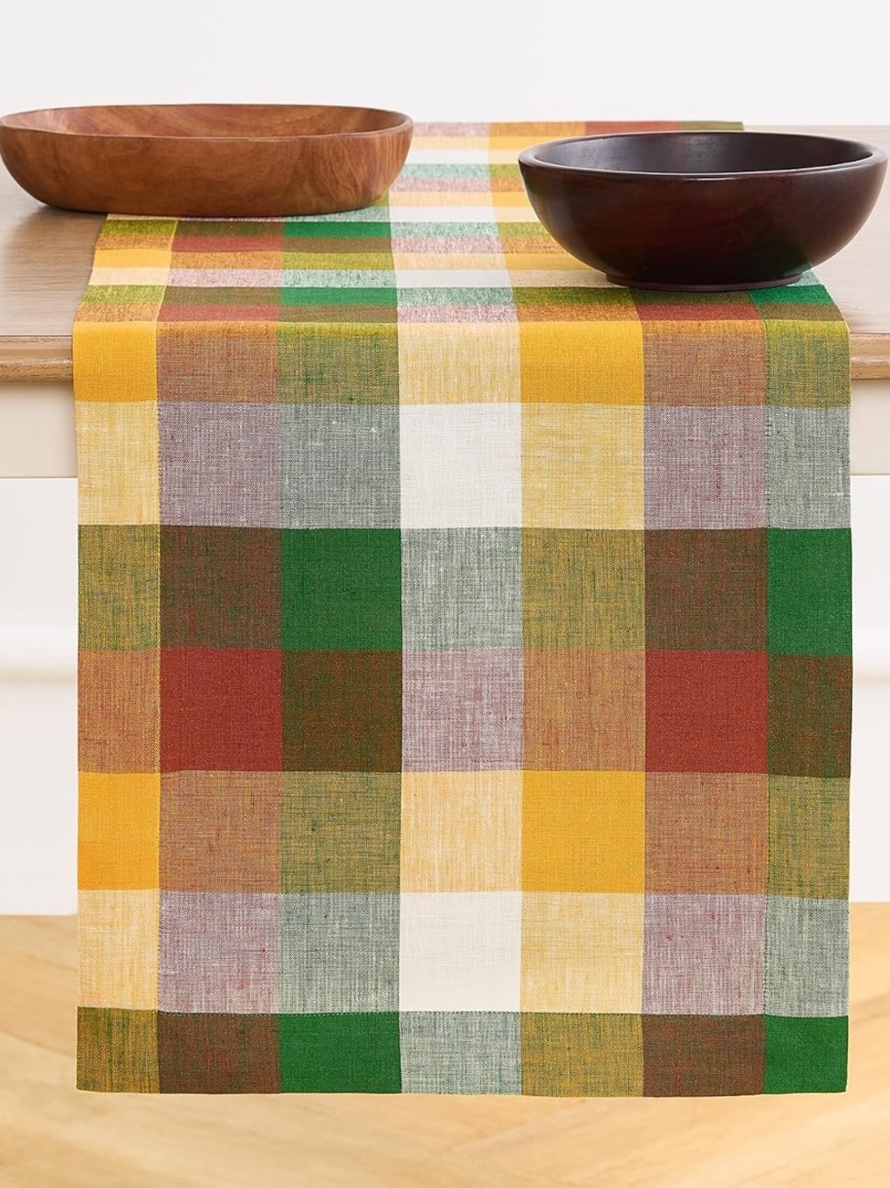 Fall Color Check Buffalo Plaid Table Runner, 14”x48”